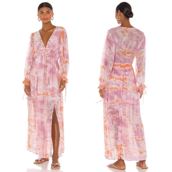 Young Fabulous & Broke Dresses Prairie Dress In Peach Bamboo Wash - Picture 3 of 12